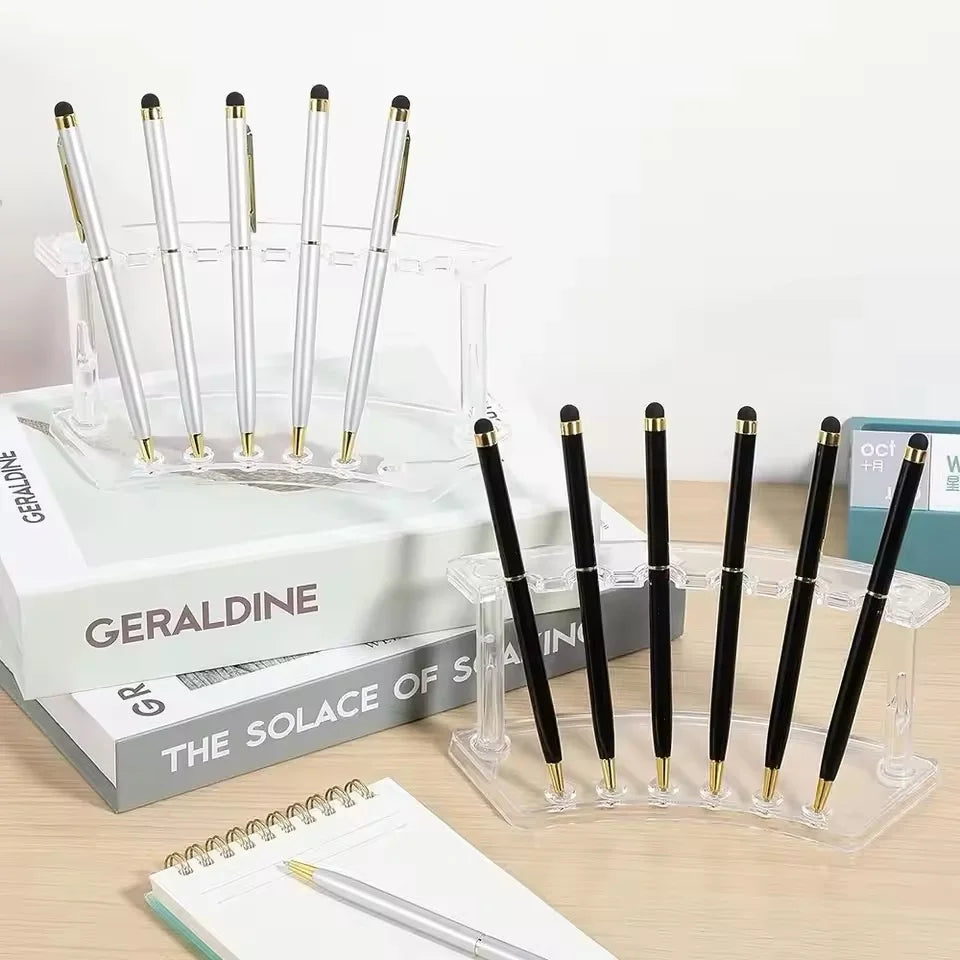 6-Slot Pen & Makeup Brush Holder Transparent Plastic Desk Organiser