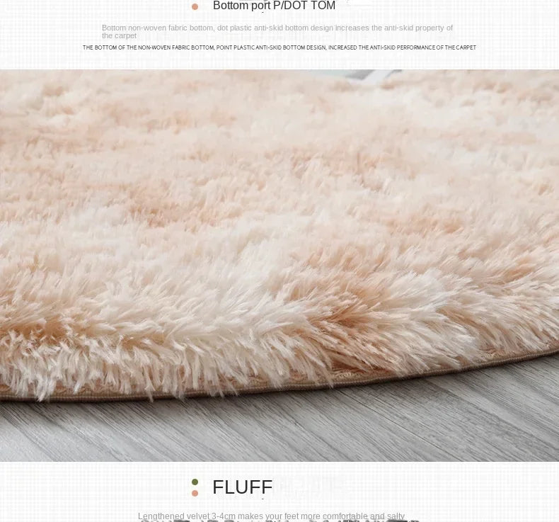 Super Soft Plush Round Rug – Fluffy Thick Pile Carpet for Living Room, Bedroom & Kids Room