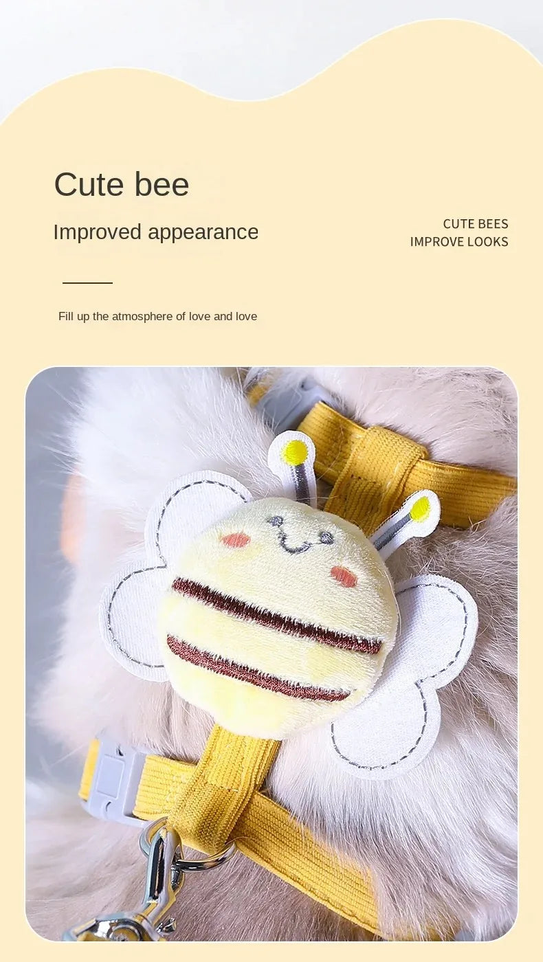 Cartoon Bee Cat Harness & Leash Set | Adjustable Walking Vest | S & M