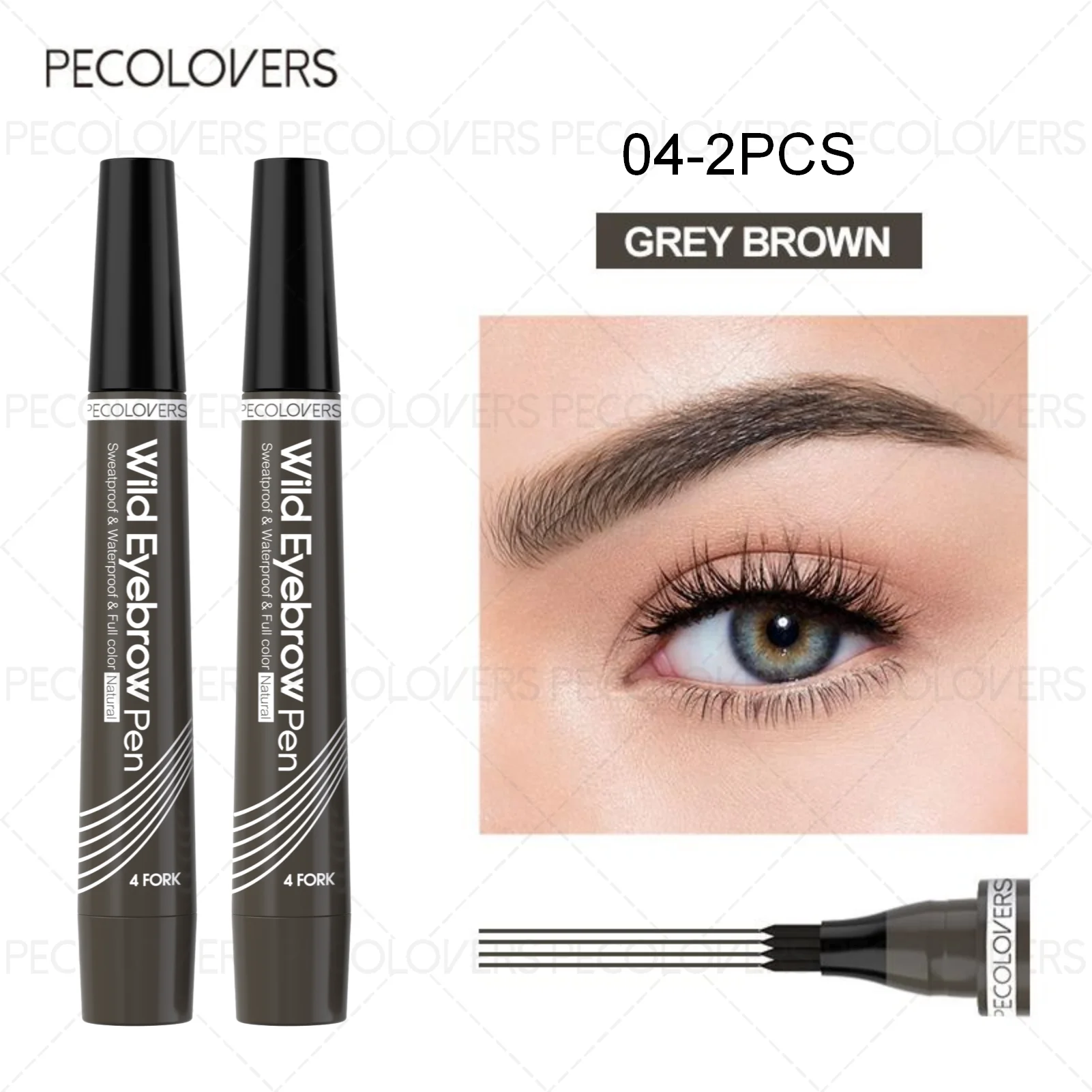 4-Tip Eyebrow Tattoo Pen – Waterproof Liquid Microblading Pencil, 6 Shades