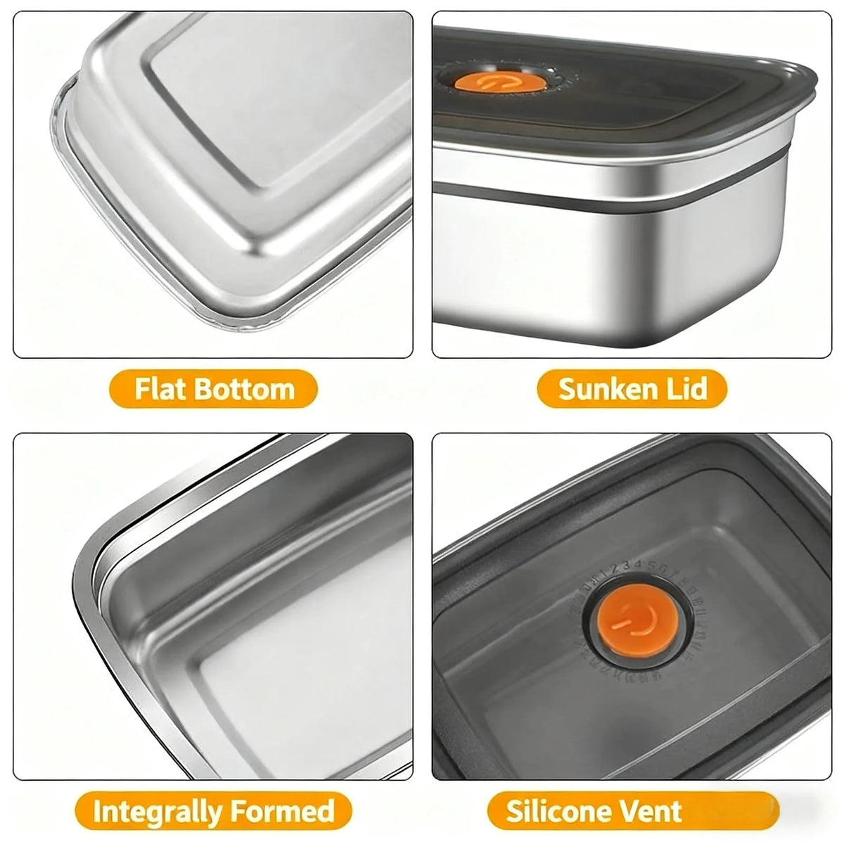 Stainless Steel Bento Box 1200ml Leak-Proof Lunch Box