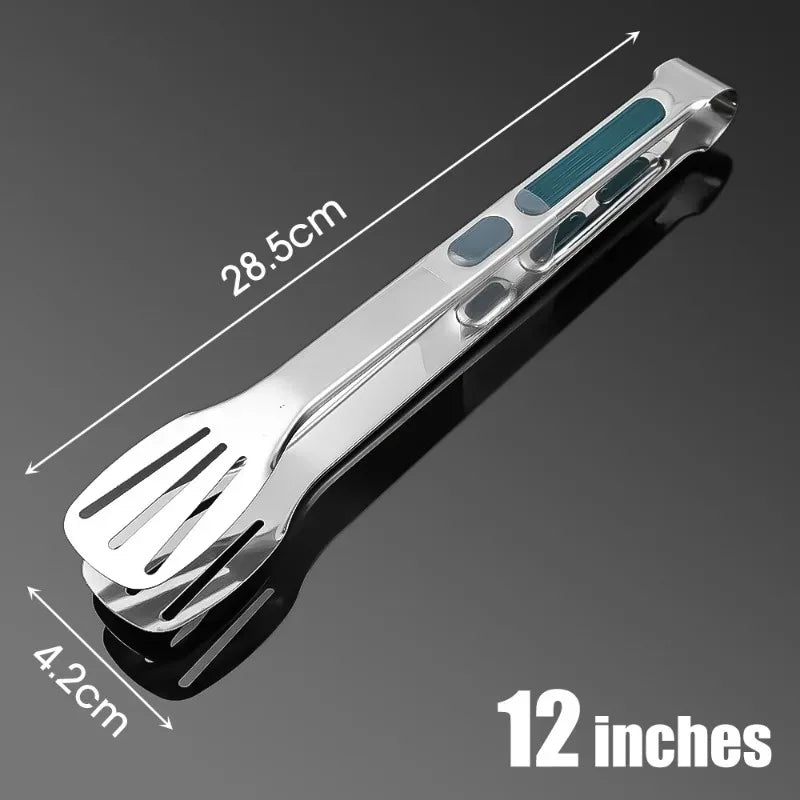 Stainless Steel Food Tongs BBQ Cooking Tongs Non-Slip Kitchen Clip 7"/9"/12"