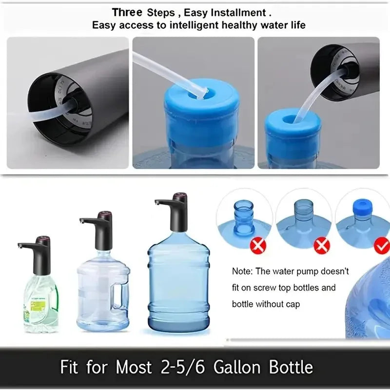 Home Sweet Home portable 5-gallon water dispenser pump with USB charging, compact device for easy water dispensing.