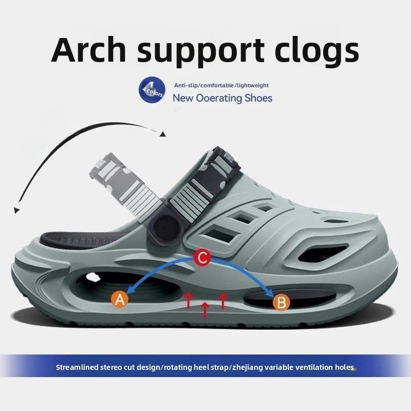 Men’s breathable summer slippers with arch support, anti-slip thick sole, from Home Sweet Home, ideal for comfortable indoor wear.