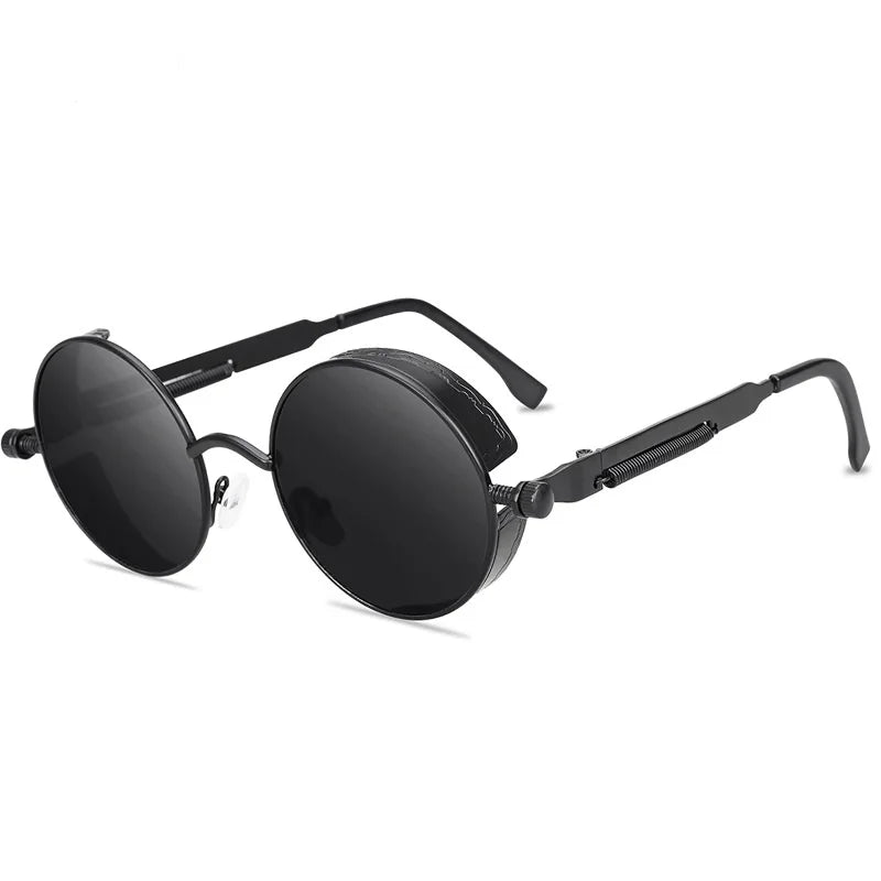 Steampunk Round Sunglasses – Retro Metal Frame UV400 Mens Fashion Eyewear