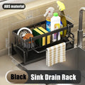 Kitchen Sink Drain Rack & Storage Shelf – No-Drill ABS Organiser with Towel Bar & Drip Tray