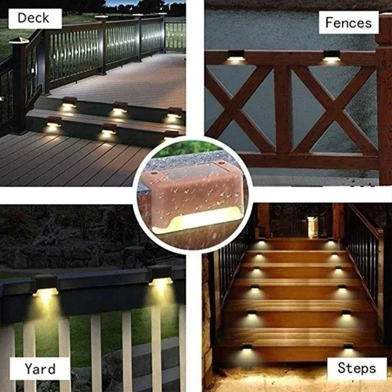 Solar LED Deck & Step Lights — Waterproof Outdoor Garden Stair Lamp, 1–12 Pack