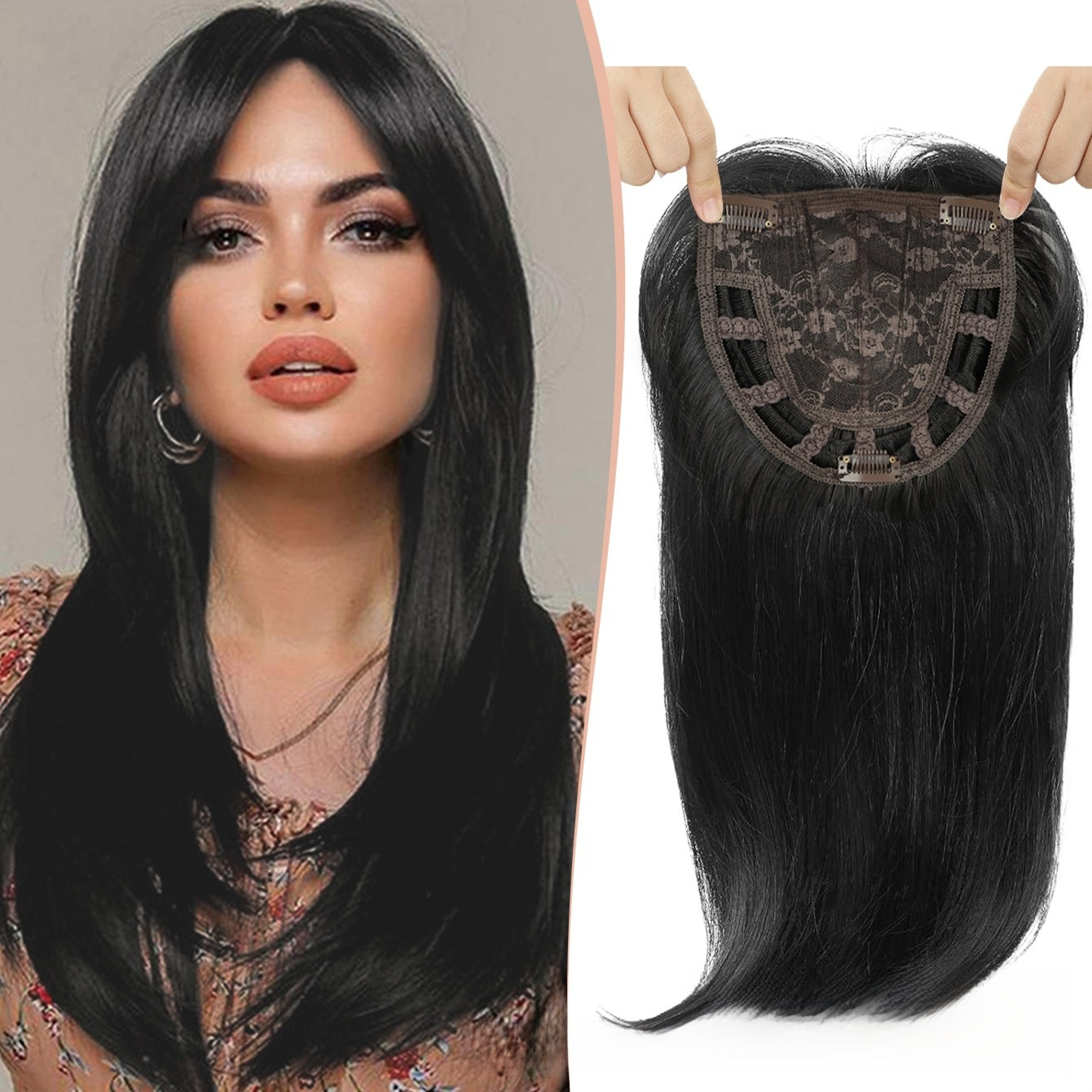 Synthetic Middle Part Hairpiece | Straight Long Hair