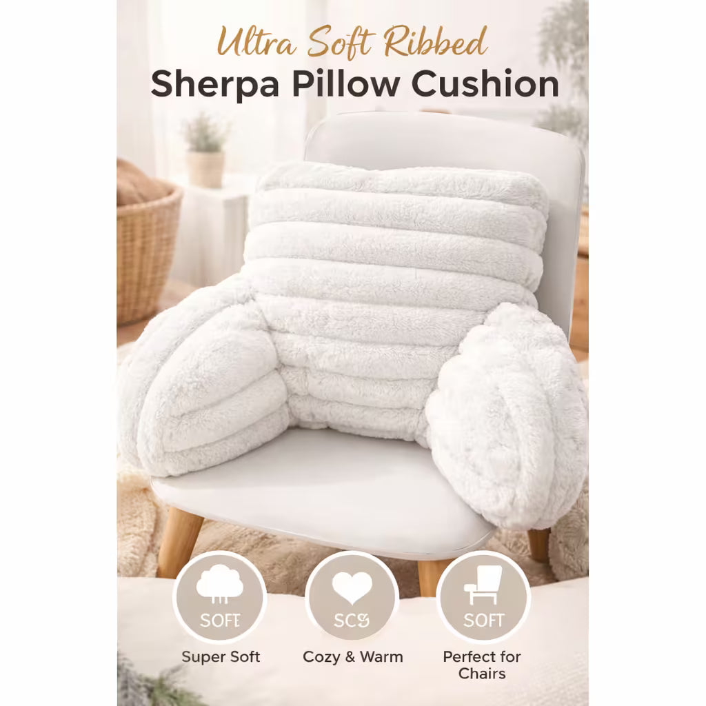 Teddy Fleece Reading Pillow with Arms, 65 × 40cm